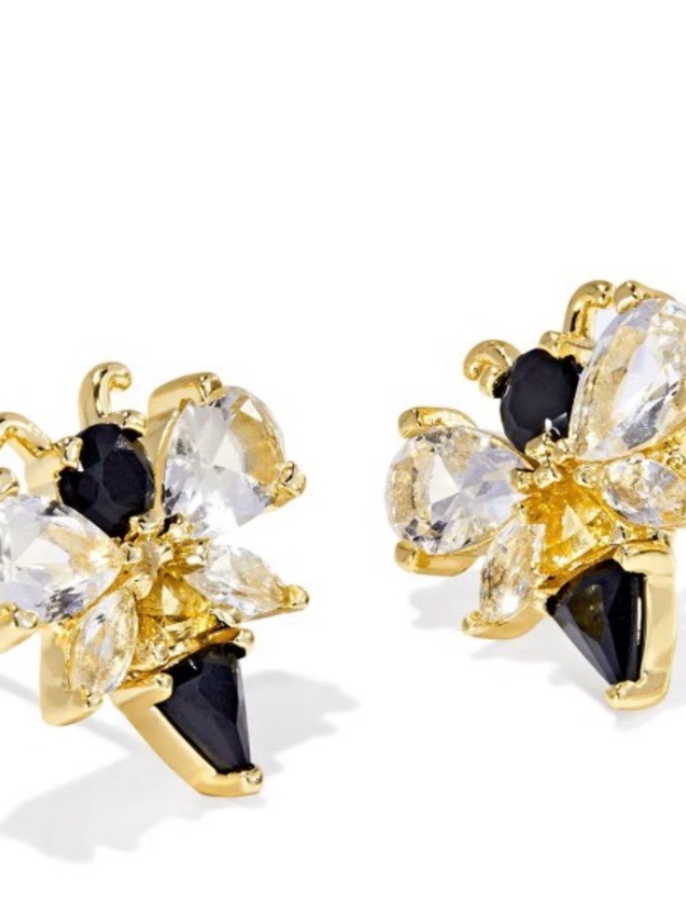 Kendra Scott Gold Bee Stud Earrings - Black & Clear